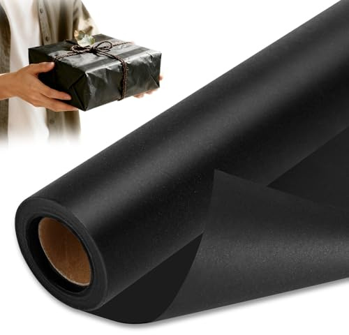 Staranry 38 cm x 10 m Carta Da Regalo Nera, Carta Da Regalo Nera