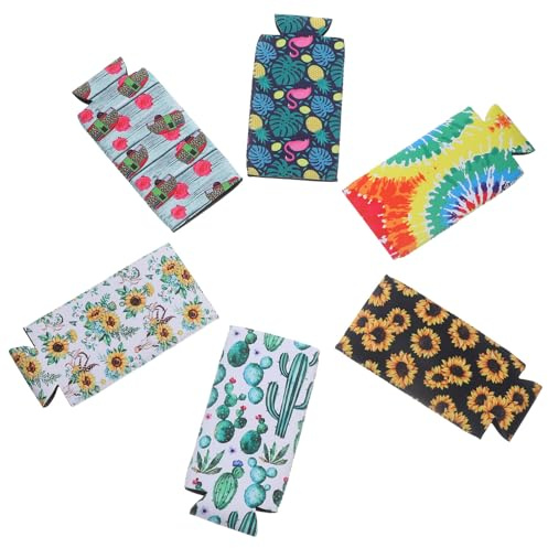 LOLIPPYY 6 Piezas Fundas de Neopreno para Latas de Portátiles y Ligeras Cubre Latas Cerveza y Refresco para Picnic Playa y Actividades al Aire Estilo