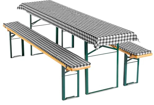 Gräfenstayn® Annabelle Biertischauflagen-Set mit Sitzpolsterung 3 TLG für Bierzeltgarnitur - 70cm oder 50cm Tischbreite - Öko-Tex Siegel Standard 100: Geprüftes Vertrauen (70x220cm, anthrazit)
