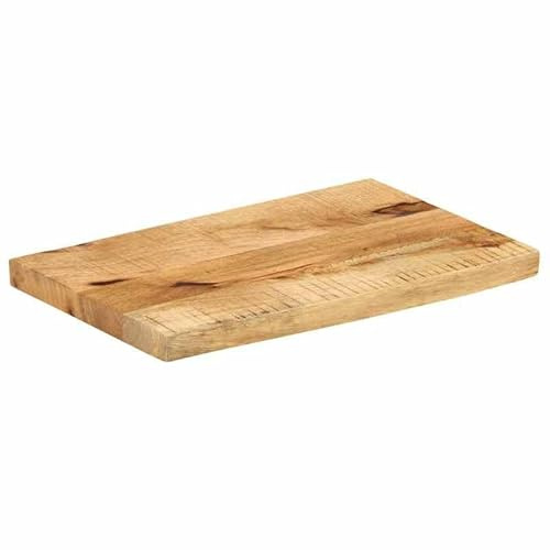 Eleganz Tablero de madera maciza de 50 x 40 x 3,8 cm, de madera de mango rugosa con acabado natural, mesa rústica para cocina, salón o jardín, duradera y respetuosa con el medio ambiente
