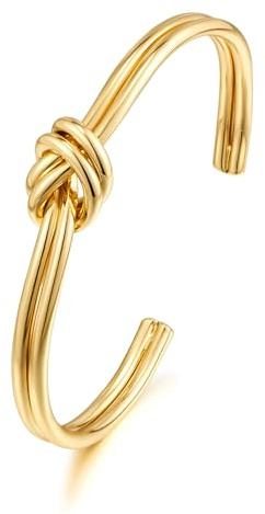 Delicati Braccialetti in Oro per Donna. Delicato Filo Sottile, Braccialetto Aperto, impilabile, Minimalista, Polso, Flessibile, Misura Regolabile