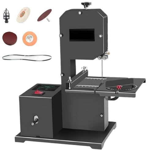 Benchtop Band Saw, 800W Wood Cutting Machine with Pure Copper Motor, 70mm Cutting Height, 90mm Throat, 0-45° Bevel Angle, Heavy Metal Base for Mitre Work