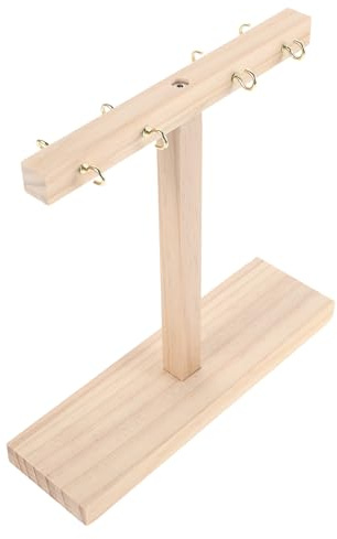 Expositor Uñas de Madera Beige de Muestras de Manicura | Soporte en Forma de T, Estructura Simple y Profesional, Portátil y Fácil de Guardar