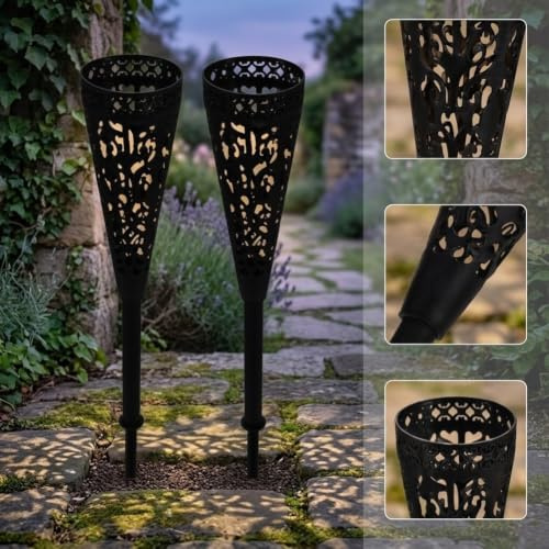 Juego de 2 soportes negros para flores de tumba, jarrones cónicos y cuadrados de ABS para monumentos de cementerio, estacas florales resistentes a la intemperie para homenajes de jardín, 42 cm (estilo