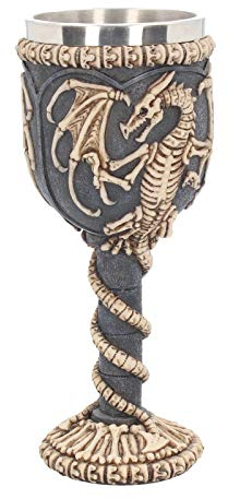 Nemesis Now Dragon Remains Goblet 19cm, Resin w/stainless steel insert, Black, One Size