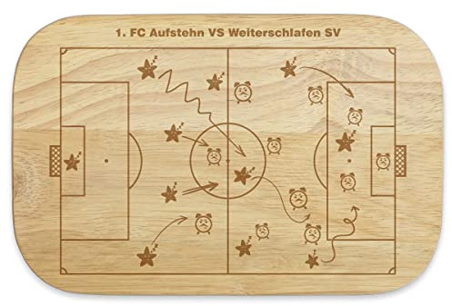 KIXY Frühstücksbrettchen Gummibaumholz Geschenk Weihnachten Geburtstag - Fußball Taktik Plan