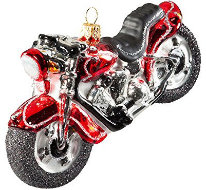 Impuls Christbaumschmuck Figuren Glas Transport Fahrzeuge Chopper rot 13cm