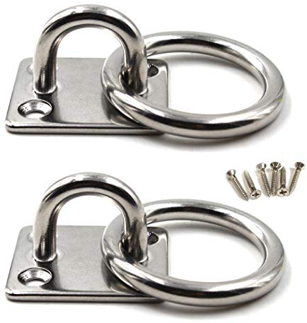 Flomore M8 Augplatte 304 Edelstahl Haken Wandmontage Haken Mit Ring Packung mit 2 (Schrauben enthalten)