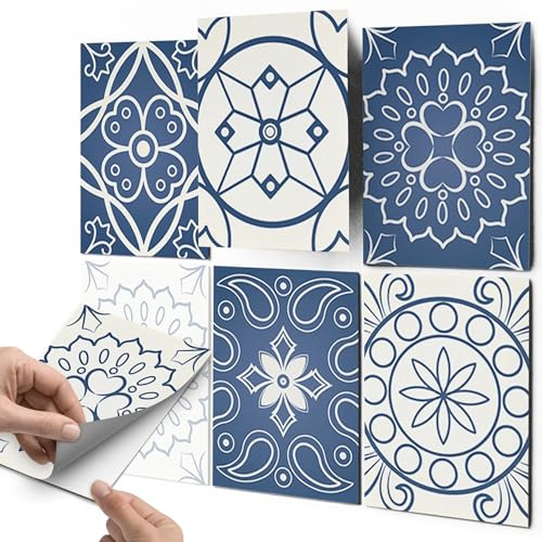 CREATISTO Fliesenfolie Fliesenaufkleber Mosaikfliesen - Selbstklebende Fliesen Folie I Klebefliesen Deko Folien für Fliesen Ornament in Bad u. Küche (15x20 cm I 12 -Teilig)