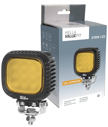 HELLA Valuefit S3000 LED Arbeitsscheinwerfer 12 - 48 Volt - 1800lm - gelbe Lichtscheibe - für Winterdienst - Kabel: 800mm - Stecker: DEUTSCH Stecker - 1GA 357 109-022