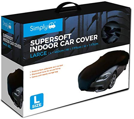 Simply SWCC3 Supersoft Indoor Cotton Car Cover - Large, Black