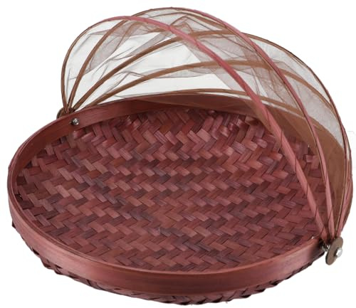 Fliegenschutz Obstkorb aus Rattan, Insektenschutz, braun, 25 cm Ø