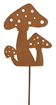 Set di 6 spine a forma di fungo, 9 cm, in metallo, decorazione da giardino, 30 cm, decorazione natalizia da giardino