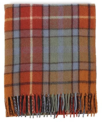 Highland Pure New Scottish Wool Blend Tartan Knee Lap Blanket Small Rug Bed Throw Extra Warm Comfy Soft For Men and Women (Buchanan Antique)