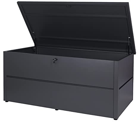 Mendler Gartentruhe HWC-J56, Aufbewahrungsbox Auflagenbox Truhe, Wasserdicht Metall Edelstahl 69x165x85cm 692l - anthrazit