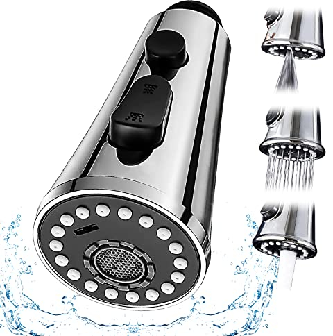 Qazuwa 3 modalità doccetta lavello cucina, testa doccetta per miscelatore estraibile cucina, rubinetto cucina doccetta, cromato, sostituzione, doccetta da cucina, connessione 1/2 universale