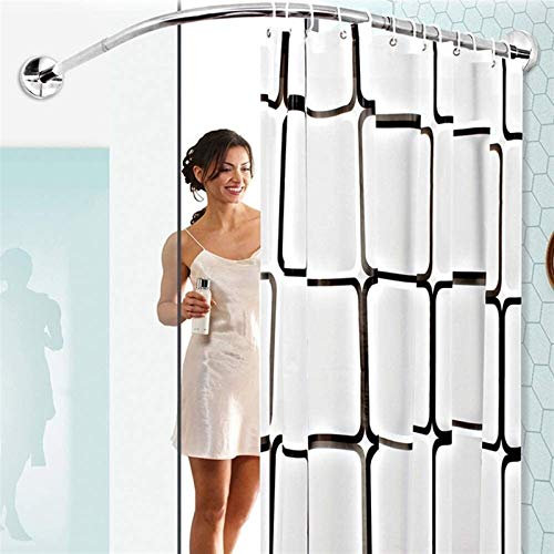 YLZBA Duschstange L Form Duschvorhangstange,Ohne Bohren Eckduschstange Edelstahl L Form Badewanne Winkel Eckduschstange Teleskop Bogenstange Einfacher Montage (Size : 70 to 95 x 90 to 130cm)