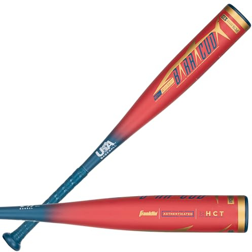 Franklin Sports Kids Metal Tball + Baseball Bat - Barracuda Youth Composite Teeball Bat - USA Baseball Certified for Boys + Girls Tee Ball - 25 inches/ 12oz - Drop -13 - Red