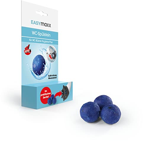 EASYmaxx Toilettenstein für WC-Bürste 3er-Set | WC Stein Toiletten Reiniger extra Frisch | 2 in 1 klick-Funktion Volle Power Hygiene Formel | Frische Duft [Reinigungs Kugeln Blau]