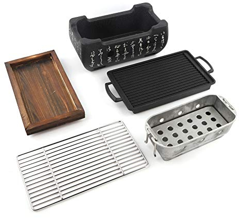 Tbest Japanese Barbecue Charcoal BBQ Grill, Rectangular BBQ Carbon Furnace Stove for BBQ Cooking and Japanese Food