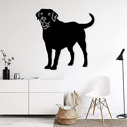 KLZUOPT Metall-Labrador-Silhouette, Schwarze Tier-Silhouette, einfach aufzuhängen, rostfreies Metall, schwarzes Hundeschild, Outdoor-Ornamente, Tierskulptur für Gartenfiguren, Wanddekoration