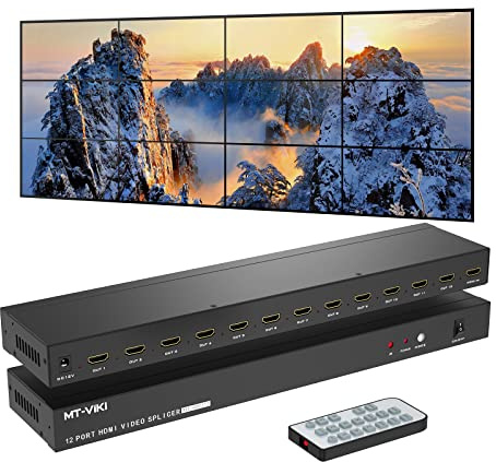 MT-VIKI 4x3 HDMI Videowand Controller 1 in 12 Out Bildschirmspleißung 12 Port Video Wall Prozessor unterstützt 35 Anzeigemodi 1080P@60Hz