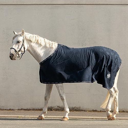SUNRIDE Abschwitzdecke “Wellington” für Pferde aus weichem Fleece (280g/m²) - schnelltrocknend und leicht (145 cm, blau)