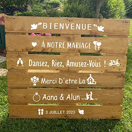 Panneau Bienvenue, Stickers Personnalisables de Mariage, Nom et Date, Conseils de Mariage Français