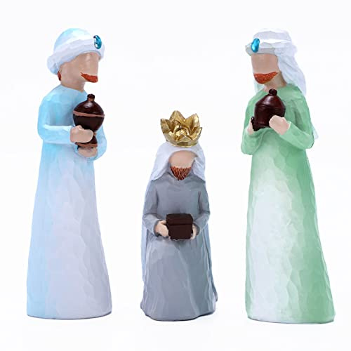 CHUANGLI Tre-king krubbset för juldekoration riktiga krubbfigurer julkrubbor set och figurer krubba konstharts pyssel present till jul