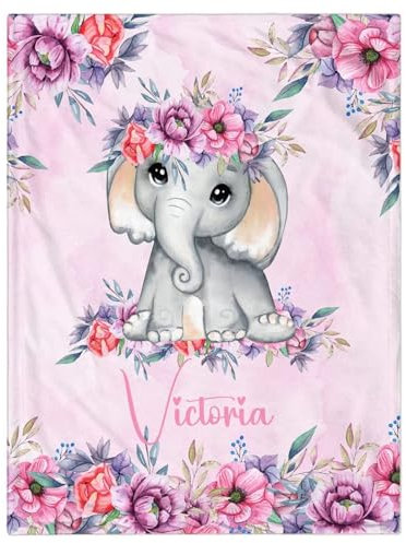 Dvnoua Personalisierte Babydecke mit Namen Datum Wunschtier, Flauschige Kuschelige Baby Decke Kinderdecke, Winter Babydecken Junge Mädchen Neugeborenen Geschenk Kinderbettdecke