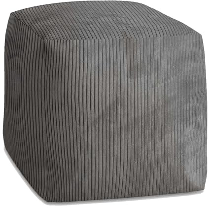 DreamRoots Pouf Hocker Cube 60x60x60cm - Cord Sitzpuff für Wohnzimmer - Fußhocker für Sessel und Sofa - Sitzwürfel - Fußablage - Sitzsack