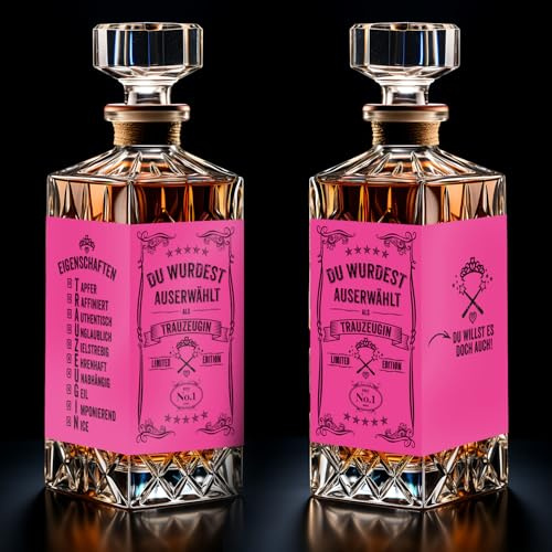 Funke & Brand Flaschenetikett Trauzeugin: Willst du Meine Trauzeugin Sein? - Blickdicht, selbstklebend, passend für Whiskeyflaschen - Geschenk für Deine Trauzeugin! - Etikett, Aufkleber, Sticker