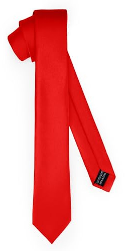 Ladeheid Klassische Herren Krawatte, matt, Perfekt für Büro & Festlichkeiten, Vielfältige Farben - Ideal für Geschäftsmeetings, Hochzeiten TMM-5 (150cm x 5cm, Rot)