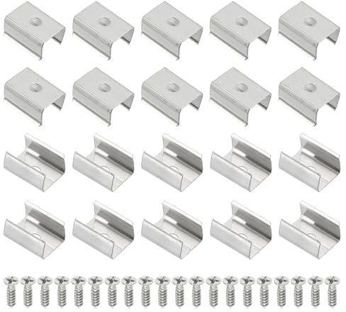PATIKIL 60 Stück LED-Streifen Clips, Edelstahl Befestigungsklammern Halterung mit Schrauben für 9mm bis 10mm LED-Streifenbeleuchtungskabel