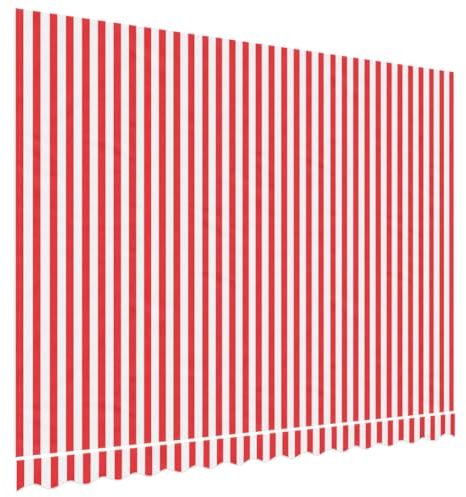 vidaXL Tissu de Remplacement pour Auvent, Voile d’Ombrage Imperméable, Toile de Store Jardin Patio Terrasse, Rayures Rouges et Blanches