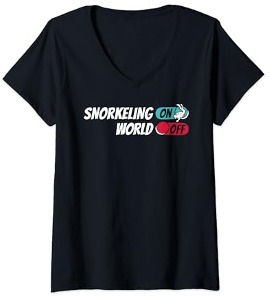 Damen Schnorchel Tauchen Unterwasser - Schnorchler Schnorcheln T-Shirt mit V-Ausschnitt
