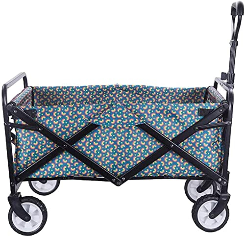 Klappbarer Bollerwagen mit abnehmbarem Verdeck, Klappbarer Bollerwagen, tragbarer Outdoor-Trolley zum Angeln, für den Garten oder den Strand, Tragkraft 60 kg