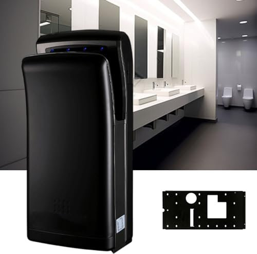 Asciugamani Commerciale Ad Alta velocità, Asciugamani Elettrico a Parete da 1800W con Filtro HEPA, Asciugatura in 5s/Display LED/Serbatoio dell'Acqua Nascosto, Soffiatore a Vento Caldo Freddo,Black
