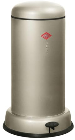 Wesco Baseboy papperskorg i nysilver, pulverlackerad stålplåt, 20 liters volym, metallinsats, inbyggd dämpare, metallfotsteg med gummifotyta