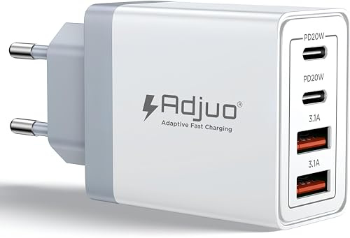 Chargeur USB C, 55W 4 Port Prise USB C Chargeur Rapide iPhone, Multi Secteur PD+QC 3.1A, Type C Adaptateur pour iPhone 16 15 14 13 12 11 Pro Max X XS XR 8 7 6S Plus Mini SE, iPad,Samsung Galaxy