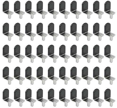sourcing map 100 Stück Regalstifte, L-förmige Clips mit Silikonhülse für Küche, Bücherregal, Schrank, Regale, Schrank, Möbelstütze, Silber