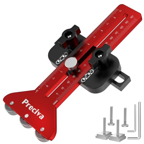 Preciva Gabarit de scie à table fin – 3 poulies pour faire des coupes répétitives à bandes étroites, guide de scie de table pour fente en T de 9,5 x 1,9 cm et fente en T de 6,3 x 1,9 cm rouge
