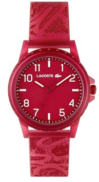 Lacoste Rider Analog barnklocka – kvartsrörelse, vattentålig, silikonrem – unisex-gåva för pojkar och flickor, Röd, armband