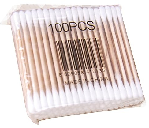 DEARMAMY 100pièces Bâtonnets de Coton Bois à Double Embout Robuste et Résistant pour Utilisation Visage et Corps