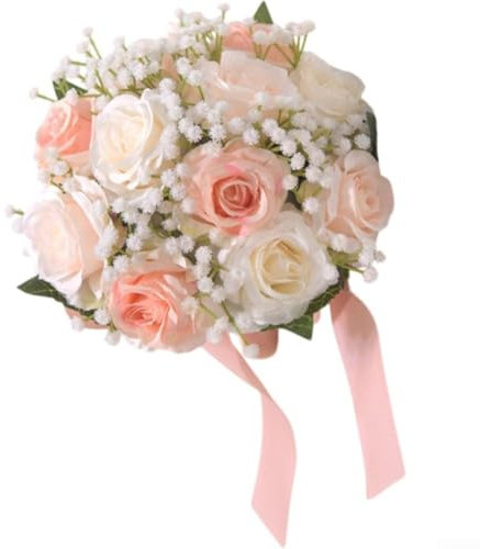 SMZhomeone Schöne künstliche Rose für Hochzeiten im Freien, Handblume für besondere Momente und Veranstaltungen (rosig)