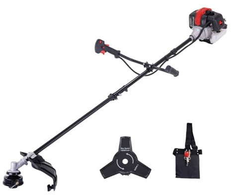 Scheppach Benzin Freischneider PBC330 Rasentrimmer & Motorsense 2in1 | Schnittbreite 430/255mm | Leistung 1,22PS | 2 Takt Motor mit 32,5cm³ Hubraum | Easy Start | mit Fadenspule, Messer & Schultergurt