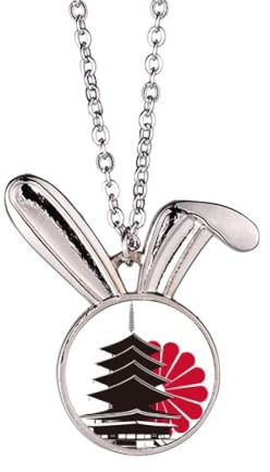 Collana con ciondolo a forma di crisantemo giapponese e conigli del tempio, idea regalo