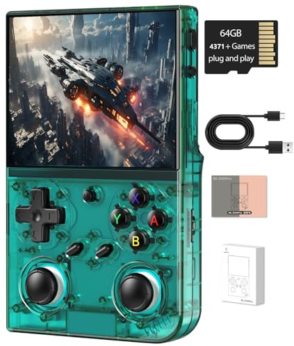 Anbernic RG35XX Pro Retro Handheld Game Console , RG 35XXPro Support HDMI TV Output 5G WiFi Bluetooth 4.2 , 3.5 Inch IPS Screen Linux System Preloaded 4353 Games 3200mAh Battery(Transparent Teal-New)