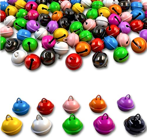 60 Pcs Colorful Bells, 22mm Jingle Bells for Crafts,Multicolor Small Metal Bell for Jewellery Making Crafts Christmas Party Decoration Pet Dog Cat Collars DIY Accessories Home Decor