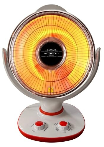 A.M.C. Stufa Da Banco a Carbonio, Ventilatore Aria Calda, Oscillante 90°, Riscaldamento Rapido 500W/1000W, Sicura Antiribaltamento, Regolazione Potenza per Casa e Ufficio.